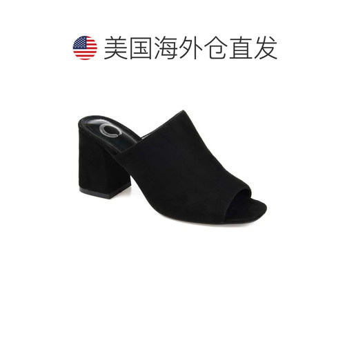 自营 Journee Collection 女式 Adelaide 拖鞋 - 黑色 美国奥莱直 - 图1