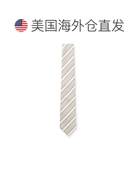 自营boss斜条纹真丝白色领带 美国奥莱直发