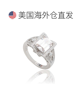 自营Suzy Levian Sterling Silver White Emerald Cut Cubic Zirc