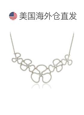 自营Suzy Levian 纯银立方氧化锆花卉细项链 - 白色 美国奥莱直发