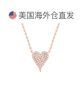 自营sabrina14K Rose Gold Diamond Pave Heart Small - rose gol