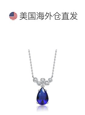 genevive14k 镀金纯银配蓝色蓝宝石和钻石方晶锆石泡泡雪佛龙雨滴