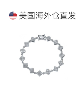 自营GENEVIVE 纯银立方氧化锆方形手链 - 银白色 美国奥莱直发