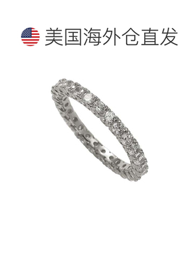 自营Suzy Levian 纯银方晶锆石密钉 U 形镶嵌永恒戒指 - 白色 美