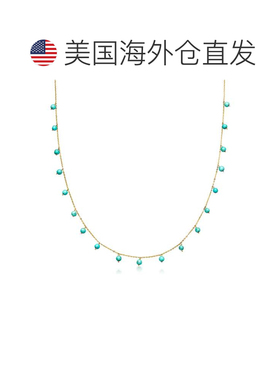 自营Ross-simons 3-3.5mm绿松石珠站项链10kt黄金-18 in 美国奥莱