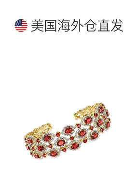 自营ross-simons罗斯-西蒙斯石榴石和。 18 克拉金镀在纯银上白色