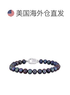 自营 Mimi & Max 8-8.5 毫米男士黑色淡水养珠手链带纯银龙虾扣 -