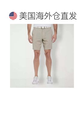 自营Men's Pga Tour Golf Shorts  Brown Striped Stretch Regula