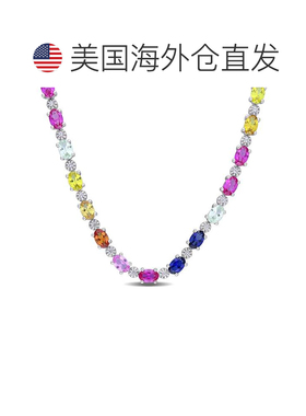 自营Mimi & Max 24 1/2 CT TGW 多色纯银蓝宝石网球项链 - 多色