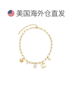 自营adornia14k Yellow Gold Plated Initial Chunky Charm Neckl