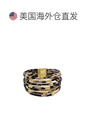 自营 adornia14k 镀金多股豹纹手镯 - 棕色 美国奥莱直发