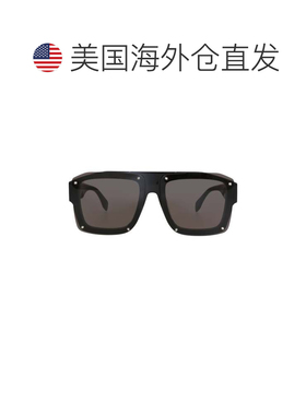 自营alexander mcqueen方形镜框醋酸纤维太阳眼镜-黑色黑色灰色