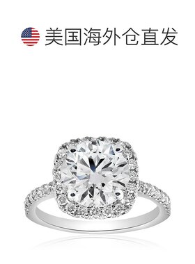 自营 pompeii32 1/2CT 钻石垫形光环订婚戒指 14k 白金 - 14k 白