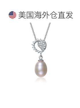 自营geneviveGv Cz 纯银镀铑珍珠吊坠 - 银 美国奥莱直发