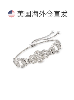 自营Ross-Simons Diamond Openwork Bolo Bracelet in Sterling S