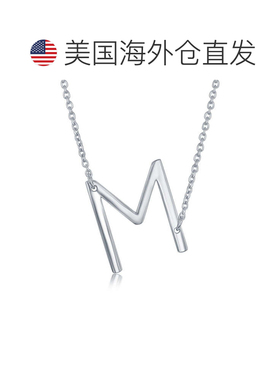 自营simona纯银侧面初始项链 - 米 美国奥莱直发