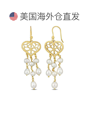 自营Mimi & Max 6-6.5 毫米养殖淡水珍珠枝形吊灯式黄色镀金纯银