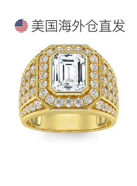 自营pompeii33 克拉祖母绿切割钻石男士戒指，白金、黄金或玫瑰金