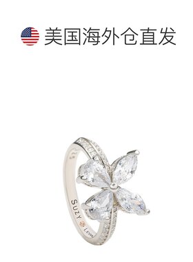 自营 Suzy Levian 纯银方晶锆石蝴蝶戒指 - 白色 美国奥莱直发