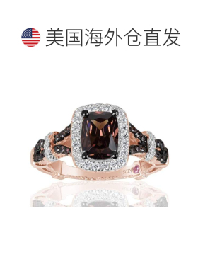 自营 Suzy Levian Rose 纯银棕色和白色立方氧化锆订婚戒指 - 棕