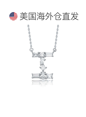 自营geneviveSterling Silver White Gold Plated with Clear Cub