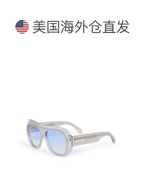 自营Palm Angels Sunglasses Aviator Full Rim, White Frame And