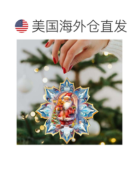 自营圣诞老人与礼物雪花木制圣诞装饰品，G. Debrekht 出品 - 多