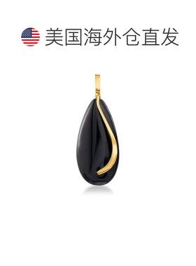 自营Ross-Simons 14 克拉黄金黑色缟玛瑙泪珠吊坠 - 黑色 美国奥