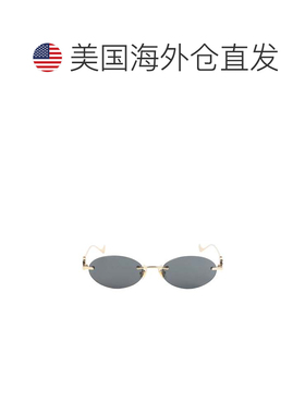 自营valentino黑色无框椭圆形金色金属太阳镜-灰色 美国奥莱直发
