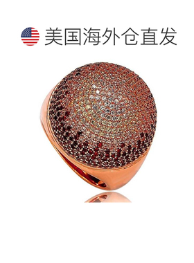 自营 Suzy Levian 玫瑰金色纯银方晶锆石圆顶戒指 - 粉红色 美国