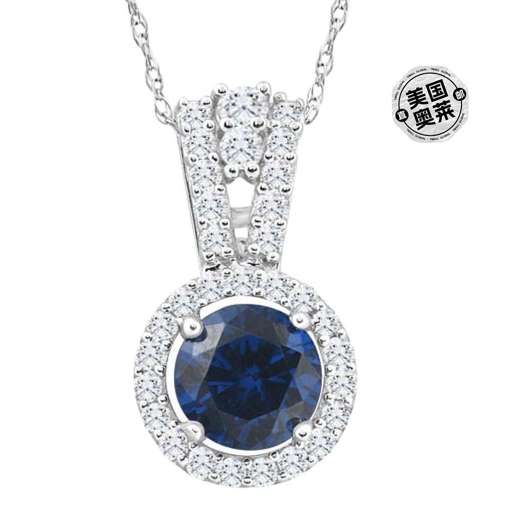 pompeii3pompeii 31 1/2Ct TW Blue Sapphire Halo Diamond Penda - 图0