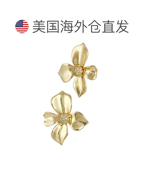 自营savvy cie jewels18K GOLD PLATED BOLD PAVE FLOWER EARRING