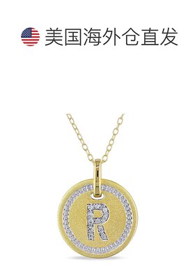 自营 Mimi & Max R 首字母钻石配饰吊坠配镀黄纯银链条 - 黄色 美