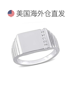 自营 925 纯银 Mimi & Max 1/10 克拉 TDW 钻石男士戒指 - 白色