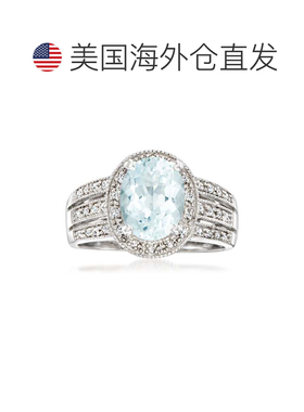 自营 ross-simons 925 纯银镶钻罗斯-西蒙斯海蓝宝石戒指 - 蓝色