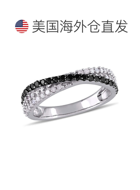 自营Mimi & Max 1/2ct TW Black and White Diamond Crossover Ri