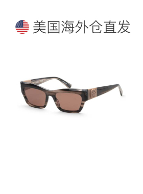 自营Longchamp女式53毫米条纹黑色太阳镜-条纹黑色 美国奥莱直发