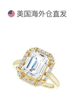 pompeii34 1/4 克拉绿宝石莫桑石和钻石订婚戒指白黄金或玫瑰金 -