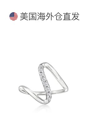 自营 925 纯银 Ross-Simons 钻石波浪戒指 - 白色 美国奥莱直发