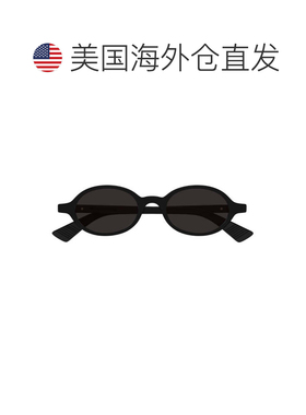自营bottega veneta黑色Linea缎带醋酸椭圆太阳镜-黑色 美国奥莱