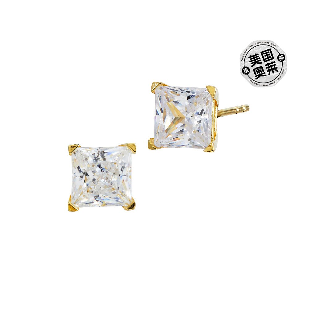 savvy cie jewels14KT Post And SS 6MM Princess Cut Stud Earri - 图0