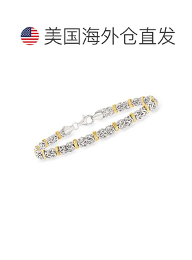 自营Ross-Simons 纯银和 14 克拉黄金拜占庭式车站手链 - 8 英寸