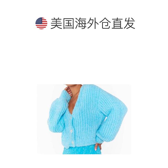Self-operated show me your mumu bright blue classic cardigan V-neck sweater-bright blue American outlet Self-operated show me your mumu bright blue classic cardigan V-neck sweater-bright blue American outlet
