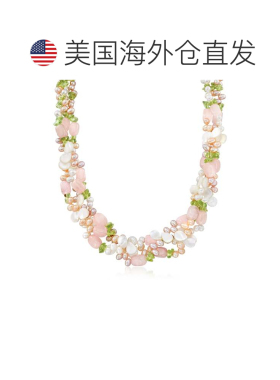 自营Ross-Simons 4-5 毫米多色养珠和多宝石 Torsade 项链配 925