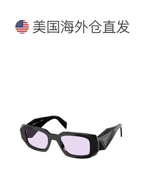 自营 prada普拉达PR 17WS 16K40J 49mm女式矩形太阳镜-黑色 美国