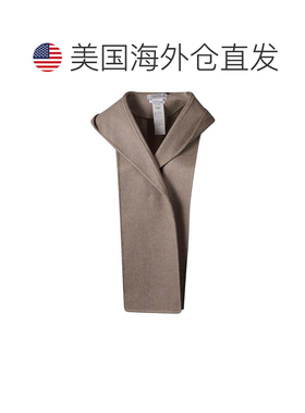 自营max mara结构化灰褐色围巾，搭配折叠衣领细节-灰色 美国奥莱