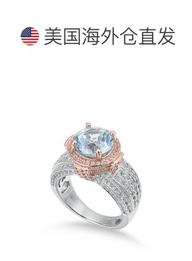 自营 Suzy Levian 两色纯银圆形 5.71 cttw 蓝色托帕石戒指 - 蓝