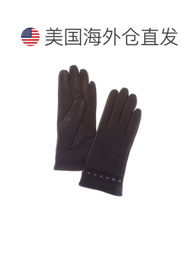 自营sofiacashmere羊绒衬里纳帕皮革手套-黑色 美国奥莱直发