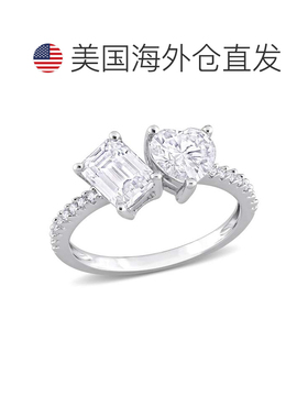 自营mimi & max925 纯银 2 1/8 CT TGW 八边形心形和合成莫桑石 2
