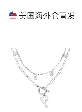 adornia耐锈镀银五彩纸屑和回形针分层字母套结项链 - silver-p